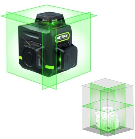 METRICA 60845 Livella Laser Luce Verde 30-50mt Autolivellante Ricaricabile con Telecomando