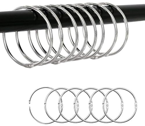 INF 30 Stk Zu öffnende Vorhangringe / Duschvorhangringe für Fenster Tür Duschvorhänge 60mm Innendurchmesser Öffnungsringe Eisen mit Rostschutzbeschichtung Silber