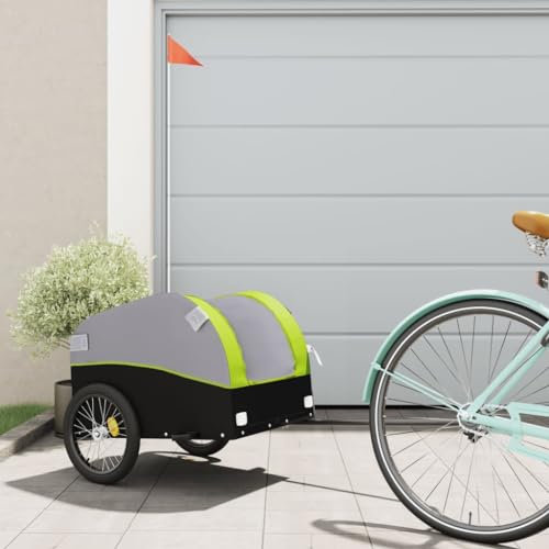 CIADAZ Cykelvagn svart och grön 30 kg järn, cykelkärra, lastvagn, handvagn, cykellastvagn, lastcykel – 94123