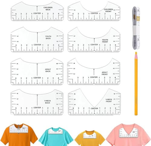 Aililong 8-delad T-shirt linjalset (vit) från Aililong – flexibel och hållbar skräddarlinjal för exakt design och anpassning vid sömnad av vuxen, ungdoms- och barnkläder