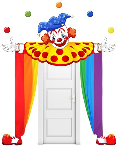 Mindsoft 3 Pcs Carnival Circus Party Decorations Circus Clown Birthday Decor Door Banner Clown Joker Backdrop Photo Props Hanging Carnival Welcome Awning Birthday Party Decor(Multicolor,Bright Style)
