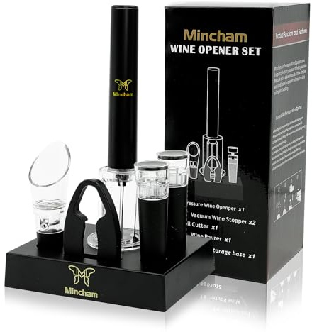 Air Pressure Wine Bottle Opener with Foil Cutter, Wine Aerator Pourer, 2 Vacuum Wine Stoppers, Storage Base (6 PCS), Corkscrew Wine Opener, The Best Wine gifts for Wine Lovers