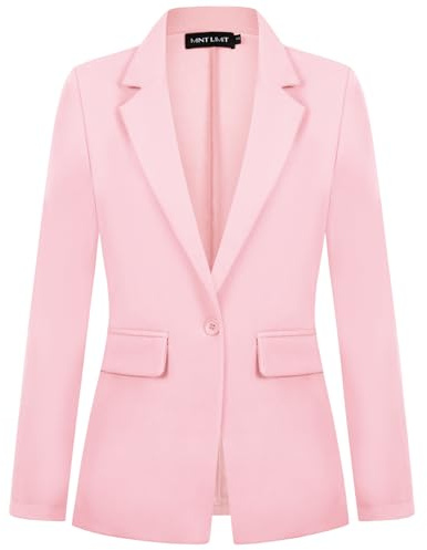 Kyzoeyou Blazer para mujer, chaqueta de un botón, chaqueta con muescas, casual, elegante, clásico, formal, manga larga, traje de trabajo con solapa