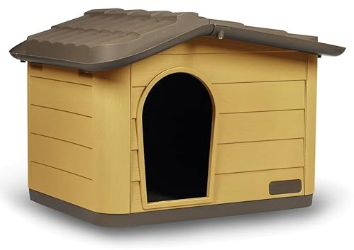 URBNLIVING Plastic Dog House for Small Medium Dogs, Durable Indoor Outdoor Pet Kennel Shelter, Easy Wipe Clean Surface, Air Ventilation Portable, Weather-Resistant, 2 Sizes