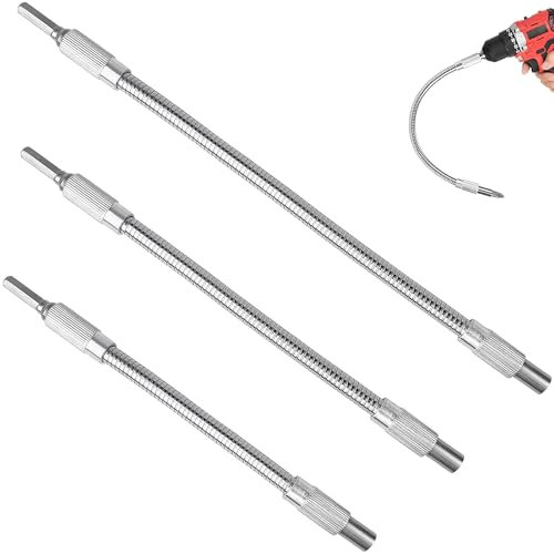 HAOBIN 3 pezzi Prolunga Flessibile per Trapano e Avvitatore 150mm/200mm/300mm 1/4 Prolunga Trapano Flessibile Estensione flessibile del cacciavite,flessibile drill bit staffa per albero drilling rig