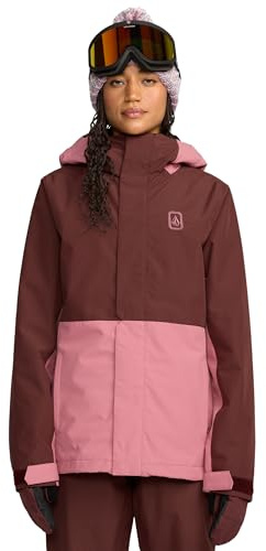 Volcom Women's Bolt Insulated Snowboard Jacket – 10K Waterproof, EQS Fit, Zip Tech®, Oxblood, Medium