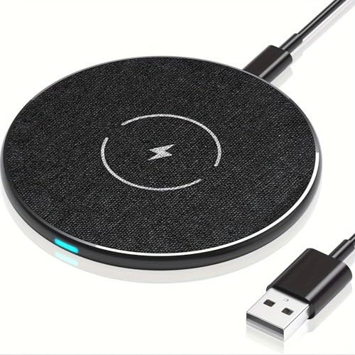 Caricatore Rapido 15W, Piastra Ricarica Wireless, Caricatore a Induzione Superficie Antiscivolo per iPhone 16/15/14/13 & Samsung Galaxy S25/S24/S23, Cavo USB-C 1m Incluso