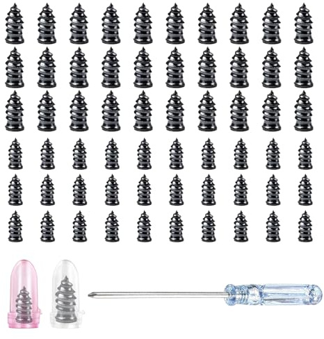 Tniytru Tire Repair Screw Plugs, 60-Piece Puncture Repair Kit with Screwdriver, Emergency Roadside and DIY Vehicle Maintenance Solution, Compact 18x15x2.4 cm Storage Case
