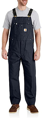 Carhartt Men's Iconic R01 Duck Bib Overall, Navy, W34 x L30