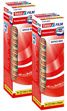 tesafilm transparent, Office-Box (10m x 19mm, transparent, 2x 8 Rollen)