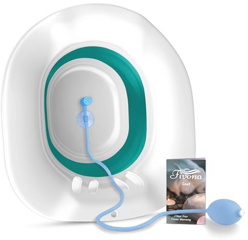 Sitz Bath for Hemorrhoids Soak and Postpartum Care | Toilet Seat | Bartholin Cyst Tub | at Home Soaking Procedures for Men and Detox Vaginal Steaming for Women with Massage Hand Flusher