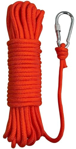 BeGrit Corde flottantes 8mm 20M Cordettes polypropylène Cordages Lignes Ancre D'amarrage Multifonctionnelle Cordages Orange avec Mousquetons pour Kayak Jet Ski et Rafting Amarrage Bateau Camping