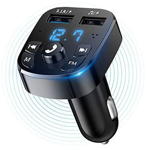 Car Wireless Bluetooth FM Transmitter for Car, USB, TYPE C, Bluetooth FM Transmitter for Car, Car Charger Dual USB Charging, Hands-Free Calling, Music Player Supports TF Card & USB Disk.