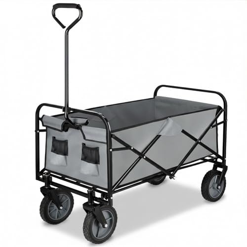 Springos dragvagn handvagn transportvagn trädgårdsvagn med handtag lastkapacitet upp till 80 kg vikbar