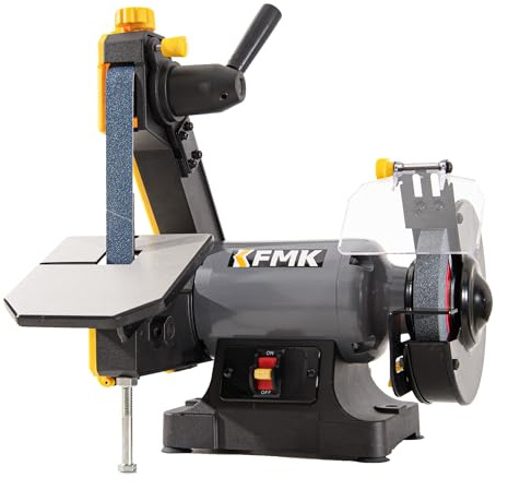KFMK High Speed 6 Bench Grinder & 1x30 Belt Sander Combo, Bench Belt Sander & Grinder for Metalworking, Belt Grinder for Knife Making, sharpening