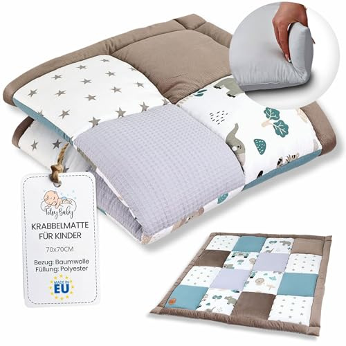 Totsy Baby Alfombra Bebe Acolchada Plegable - Patchwork tapete Infantil habitacion para niños y niñas Manta de Juego para Bebes o colchoneta Suelo Infantiles Oeko-Tex África Patchwork