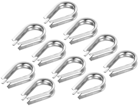 PATIKIL 6mm 1/4 Inch Wire Rope Thimble, 10Pack Cable Thimbles 304 Stainless Steel Rigging for Boat Rigging