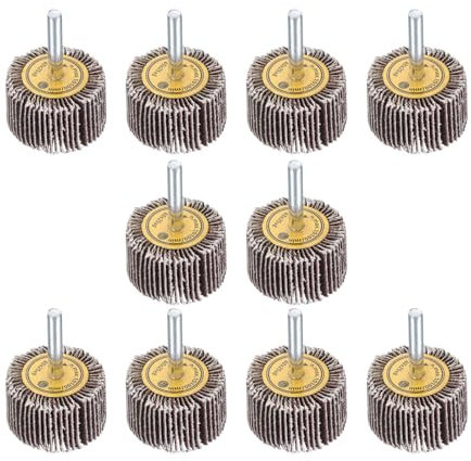 sourcing map 1-1/2 Inch Flap Wheels Shank Mounted Sanding Disc Abrasive Wheel 80 Grits 10 Pcs