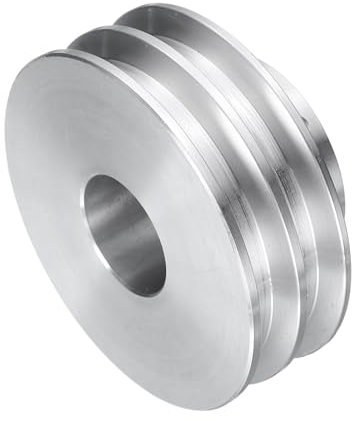 QUARKZMAN V-Typ Riemenscheibe 20mm Bohrung 60mm Außendurchmesser Doppelrillen Aluminiumlegierung Keilriemenscheibe für Motorwellen-Bohrmaschine 6mm(1/4) PU-Formgürtel