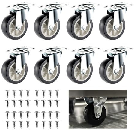Annlpoy 8pcs Ruote per Mobili Piccole Ruote Girevoli A 360 Gradi Piccole in Gomma,rotelle per mobili piccole con viti,per Mini Mobili, Ufficio e Progetti Fai-da-Te, Facile Installazione