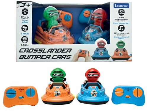 Lexibook, Crosslander® Bumper Cars, 2er-Set ferngesteuerte Rennautos, bis zu 5 km/h, 2 abnehmbare Figuren, Sound- und Lichteffekte, Blau/Orange, RC2A
