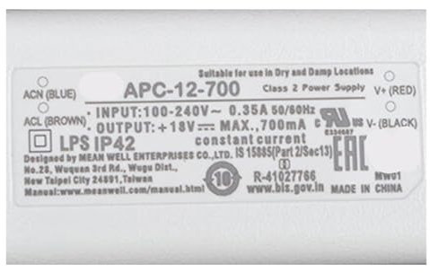 BASSFLY LED-Trafo, LED-Konstantstromversorgung APC-12 12W 350/700mA Beleuchtung Low-Cost-Treiber(APC-12-700 | 700mA)
