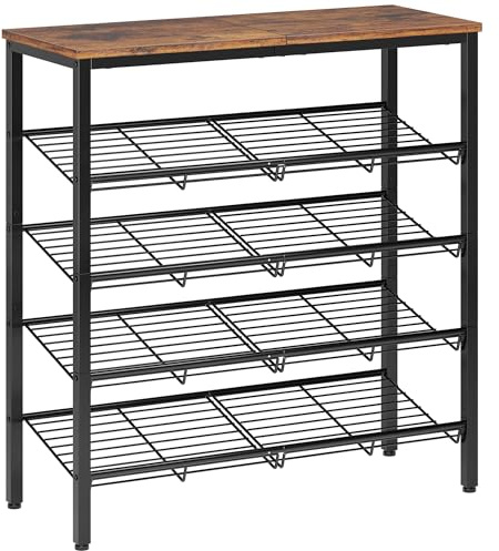 Nunsino Shoe Rack for Closet,5 Tier Shoe Organizer for Entryway,Shoe Shelf with Storage Shelves and Spacious Top,Max Holds 20 of Shoes,Rustic Brown