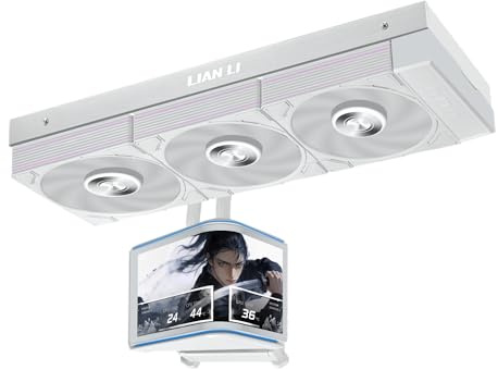 LIAN LI HydroShift II OLED Curved 360 P28V2 AIO Cooler, White (HS2OLDC36PW) | Motorized 6.67-inch 2K 60Hz OLED 360mm AIO, 3x120mm P28 V2 Fans, 3D Animation Effects, Intel LGA 1851/1700, AMD AM5/4