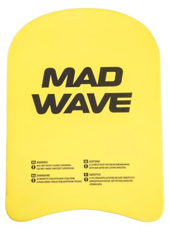 Mad Wave Kickboard Kids – Simbräda barn – simhjälpmedel för barn för tekniktträning och flytkraft vid simning – simträningsverktyg från Eva – 29 x 21 x 3 cm – gul