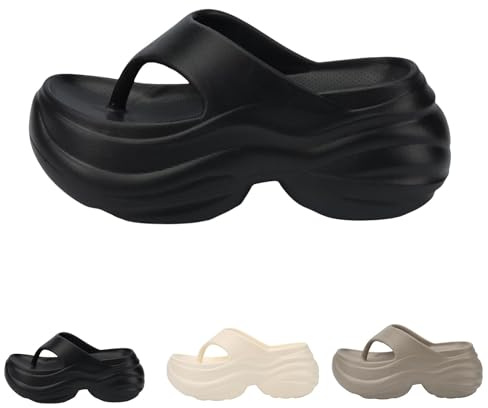 Ciabatte infradito estive per uomo e donna, con supporto dell'arco plantare, suola spessa, infradito, pantofole per il tempo libero, antiscivolo, pantofole da bagno e doccia, Nero , 38 EU