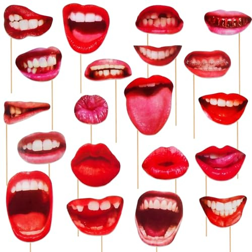 20PCS Funny Photo Booth Props, Creative Lip Photobooth Props Set, DIY Selfie Photo Props & Party Accessories for Adults, Perfect for Birthday, Wedding, Hen Party Decorations