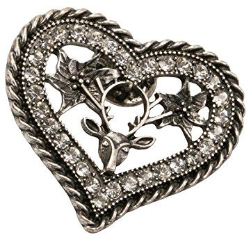 Alpenflüstern Ansteck-Pin Strassherz Hirsch antik-Silber-Farben API081