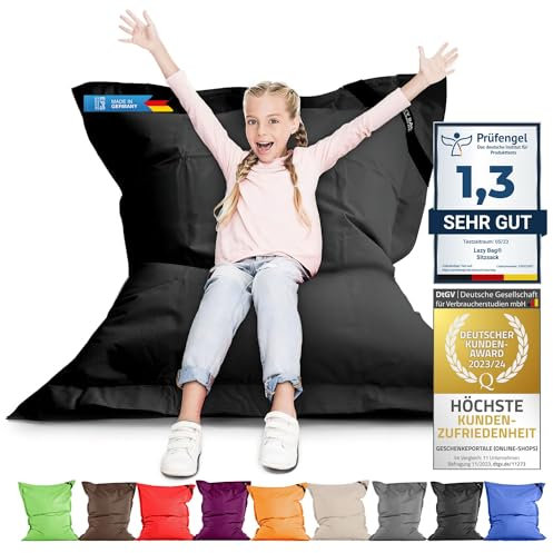 LAZY BAG Riesen-Sitzsack XL 160x125 cm mit 300 Liter | Sitzkissen 2-in-1 für Kinder & Erwachsene | Bequeme Indoor & Outdoor mit 3 Mio. EPS-Perlen für perfekte Ergonomie | Deutscher Marken Hersteller