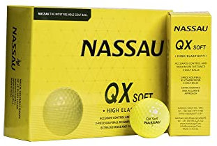 Nassau Golf | QX Soft Golfball | 12 stück | Gelb | Maximum Distance | 2-Piece