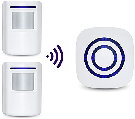 HommyFine rörelsesensor, larmdetektor, trådlös besökare, dörringång, klockalarm med PIR-rörelsesensordetektor och plugin-mottagare för företag, hemmakontor eller butik