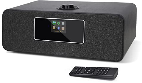 MS3 Radio Internet stéréo WiFi,Radio numérique Dab/Dab+et FM,Spotify Connect,Bluetooth,Boîte en Bois, Sortie Casque,Réveil,Présélections,Télécommande et App Control - chêne Noir
