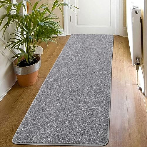 SHACOS Teppich Läufer Flur rutschfest 60 x 180 cm Grau Küchenteppich Waschbar Flurläufer Modern Teppichläufer Weich, Teppich Läufer für Flur, Küche, Eingang, Wohnzimmer