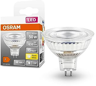 OSRAM Lampada LED LED SPOT MR16 GL 50 con riflettore, a bassa tensione, attacco retrofit GU5.3, 6.5W, 630lm, 2700K, luce bianca calda, basso consumo energetico, lunga durata, luce immediata