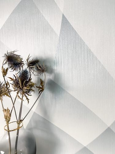 NEWROOM carta da parati Grigio Grafico Tessuto non Tessuto - Moderno Grigio Chiaro Argento Linea Struttura