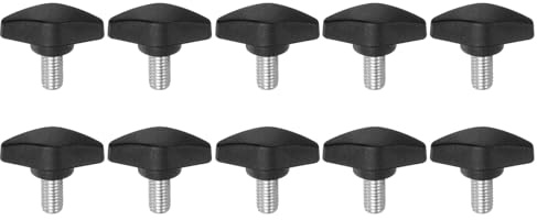 QUARKZMAN 10pz Manopole a T con Viti a Testa Alare M8x14mm Manopole a T Plastica Filettatura Maschio standard Maniglie Manopole Serraggio a mano Vite a testa Zigrinata, Nero