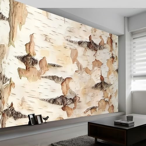 Papel Tapiz Fotográfico Marrón Claro, Estilo Natural Textura de Madera Corteza de Abeto Mural Fotográfico para Dormitorio y Habitación Infantil, Decoración de Pared, 300 x 210cm Papel Tapiz Artístico