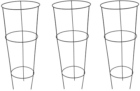 Garden Gear Large Sturdy Conical Garden Plant Supports for Taller Plants Rust-Resistant, Easy to Use Ring for Flowers Border Cage H60 x W18 x D25-22cm (3)