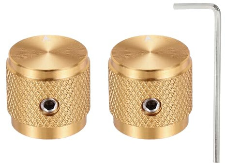 QUARKZMAN 2 Stück Aluminium Potentiometer Drehknopf, 1/4 (6mm) Universelle Lautstärke Tonregler Knöpfe mit Pfeilindikator für Gitarre, 5/8 Gold