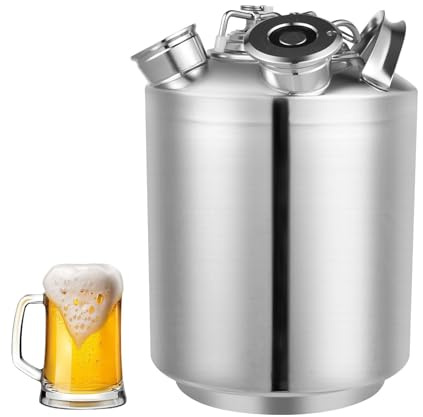 Beer Cleaning Barrel 10L, Stainless Steel Cleaning Can with Lid, 3 Head Beer Line Cleaner, Multifunctional Container for Home Beer Dispenser