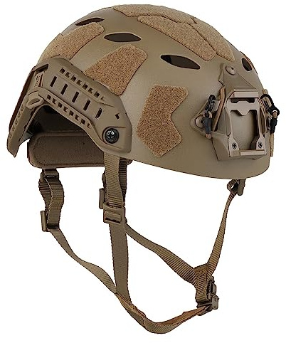 Marrone, Leggero Casco Con Fori Di Ventilazione Superiore, Attrezzatura Tattica Caschi Da Esterno Con Guide Laterali Supporto Predisposto Per Cuffie Allenamento