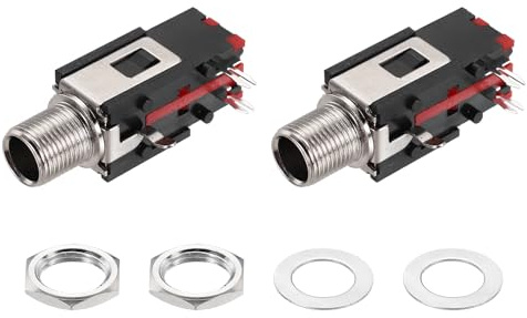 QUARKZMAN 10Pcz 6,35 Mm 50V 3 stift Honkoppling Svart | 36 x 17 x 13 mm, videokontakt kontakt stereohörlurar, för högtalarhörlurar, med muttrar och distanser