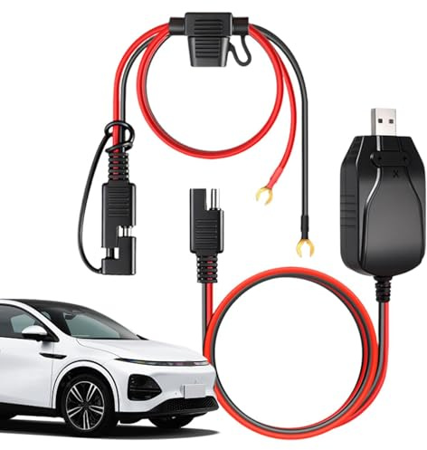 Caricabatterie per moto, 12 Volt, USB Smart di mantenimento con alimentazione, caricabatterie di mantenimento della batteria, per uso esterno, auto, barca, rimorchio, camper, ATV, trattore