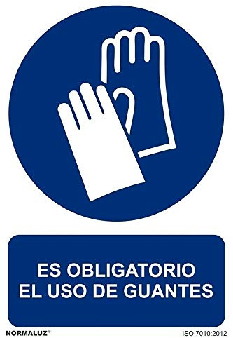Normaluz RD25603 - Señal Adhesiva Es Obligatorio El Uso de Guantes Adhesivo de Vinilo 15x20 cm