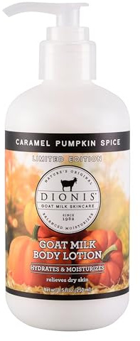 Dionis Goat Milk Lotion for Dry Skin, Caramel Pumpkin Spice, 8.5 oz Pump