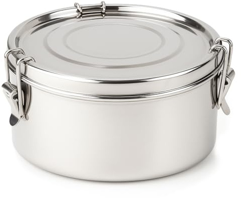 LS Kitchen - Contenitore Termico per il Pranzo - Borsa Termica per Alimenti - Acciaio Inox - 2 Piatti - 16 cm - Argento
